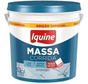 Balde de massa corrida Iquine para interiores, 20 kg, com tampa azul.